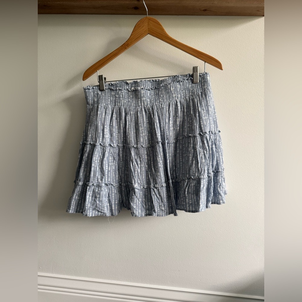 Mud Pie Blue and White Tiered Skater Skirt